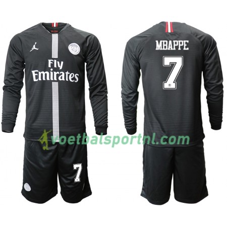Paris Saint-Germain Mbappé 7 Jodan Zwart Kind Third Tenue 2018-19 L/S